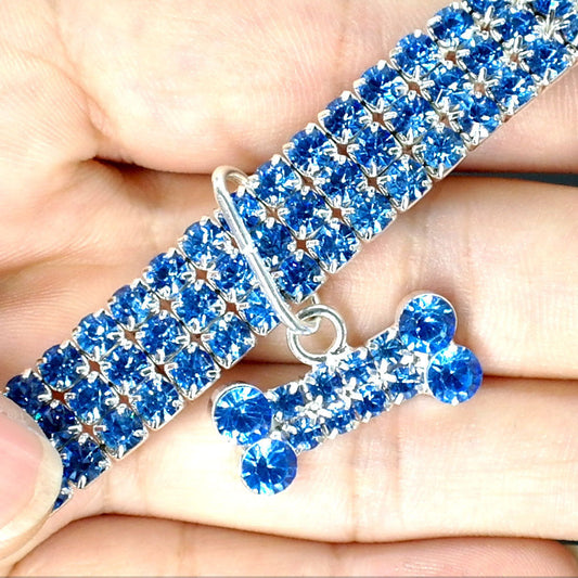 Collar huesito diamantes para perros y gatos