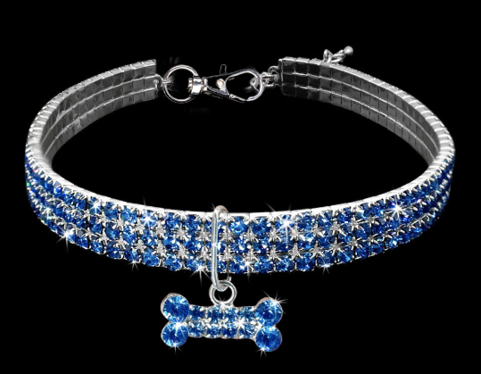 Collar huesito diamantes para perros y gatos