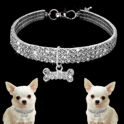 Collar huesito diamantes para perros y gatos
