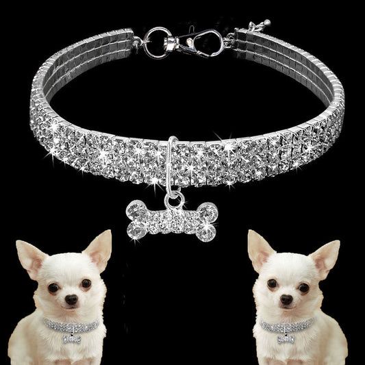 Collar huesito diamantes para perros y gatos