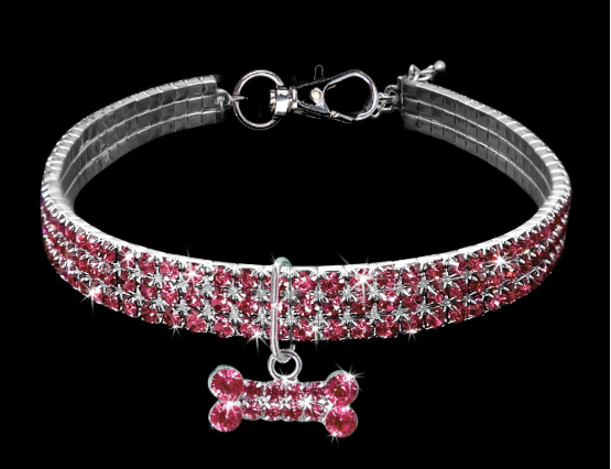 Collar huesito diamantes para perros y gatos